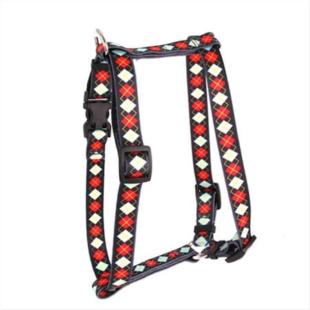 Red Argyle Roman H Harness - Extra Large